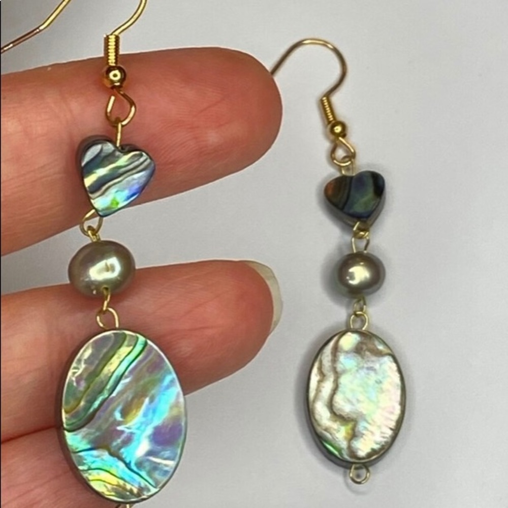 Abalone & Pearl Gold Plated Earrings